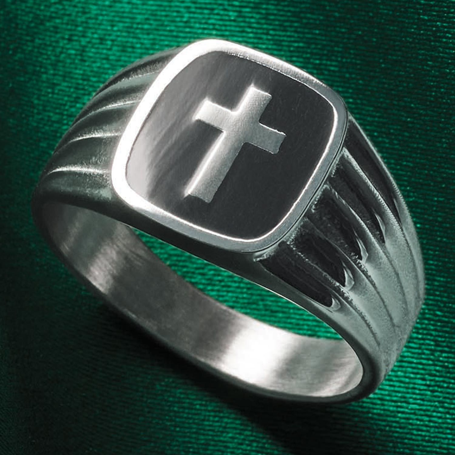 Two Tone Plated Cross Holy Bible Praying Hands Ring